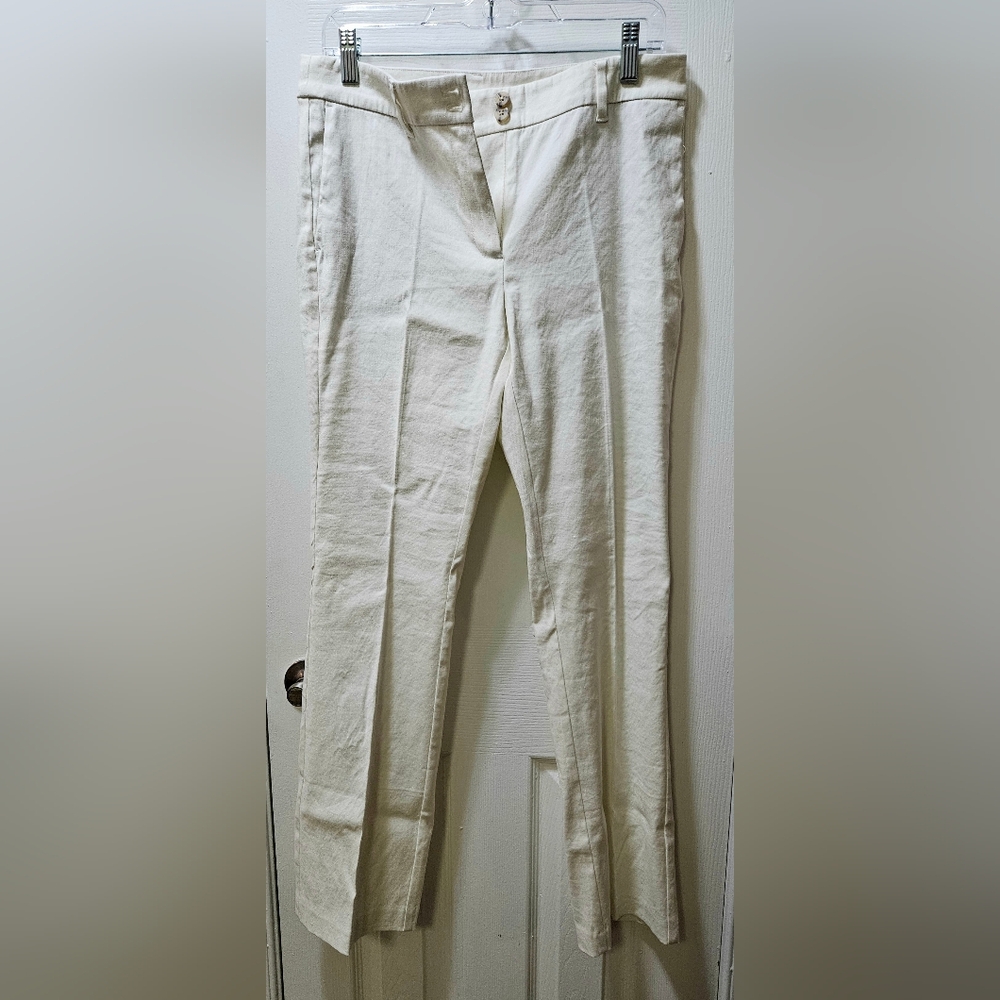 J. Jill Cream Linen Stretch Trousers NWT Size 8